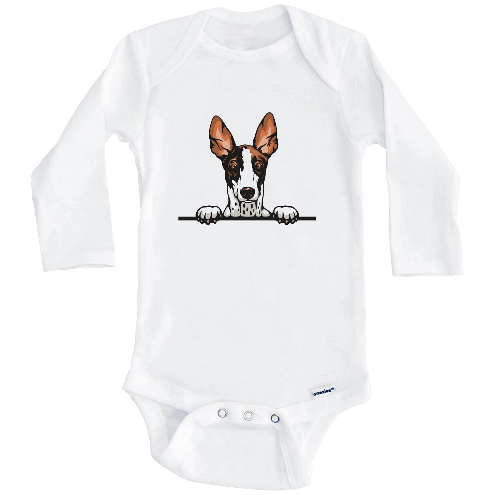 Ibizan Hound Dog Breed Cute One Piece Baby Bodysuit (Long Sleeves)