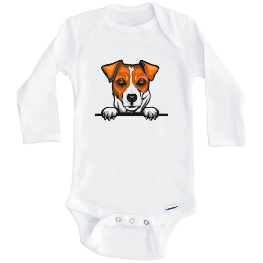 Jack Russell Terrier Dog Breed Cute One Piece Baby Bodysuit (Long Sleeves)