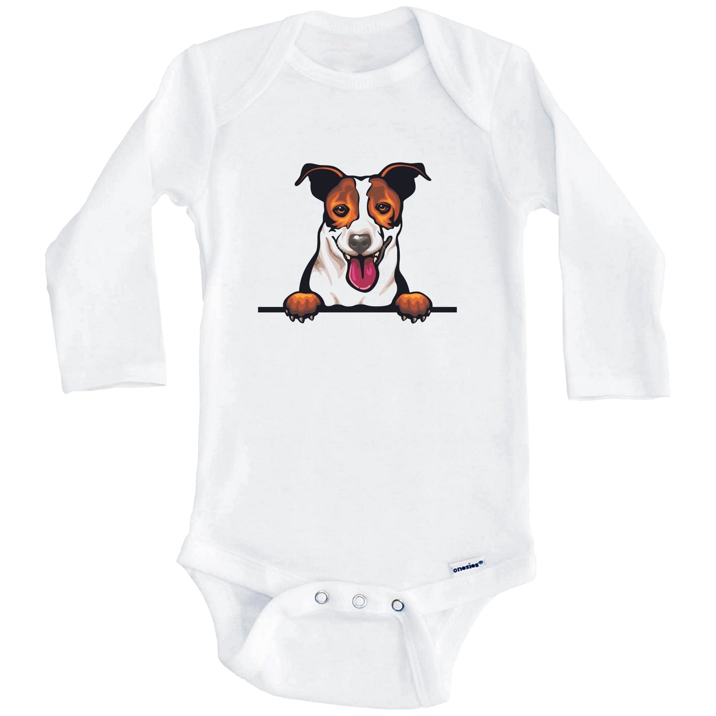 Jack Russell Terrier Dog Breed Cute One Piece Baby Bodysuit v2 (Long Sleeves)