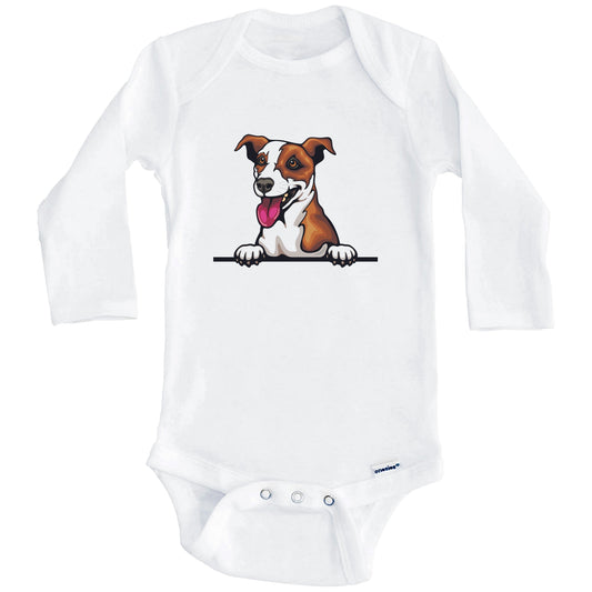 Jack Russell Terrier Dog Breed Cute One Piece Baby Bodysuit v3 (Long Sleeves)