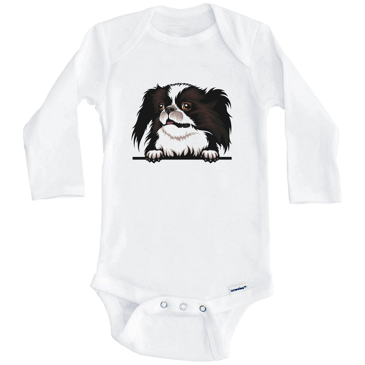 Japanese Chin Dog Breed Cute One Piece Baby Bodysuit (Long Sleeves)