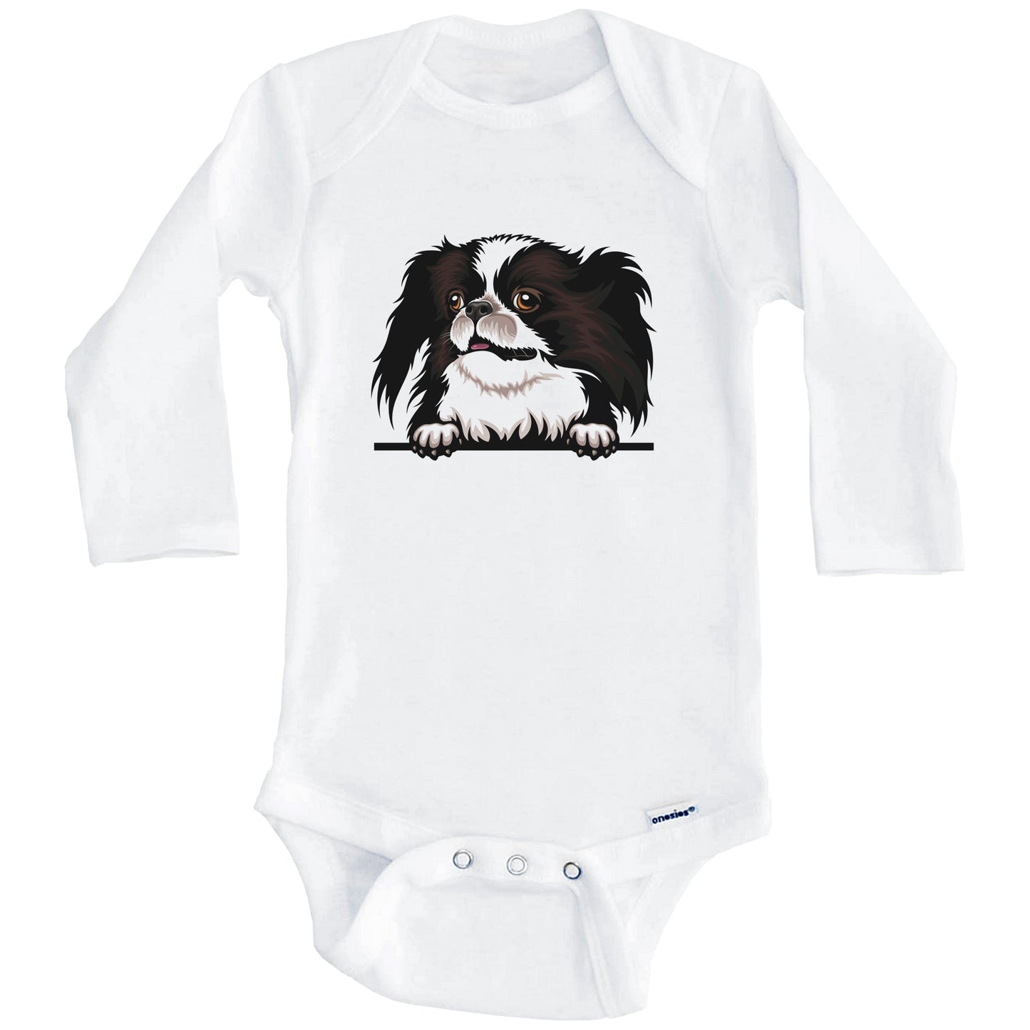 Japanese Chin Dog Breed Cute One Piece Baby Bodysuit (Long Sleeves)