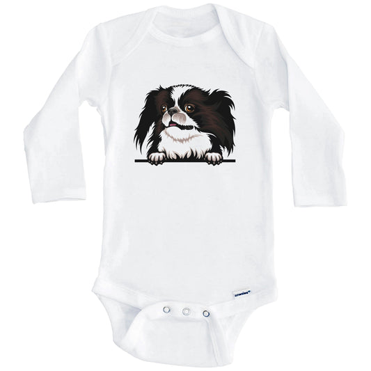 Japanese Chin Dog Breed Cute One Piece Baby Bodysuit (Long Sleeves)