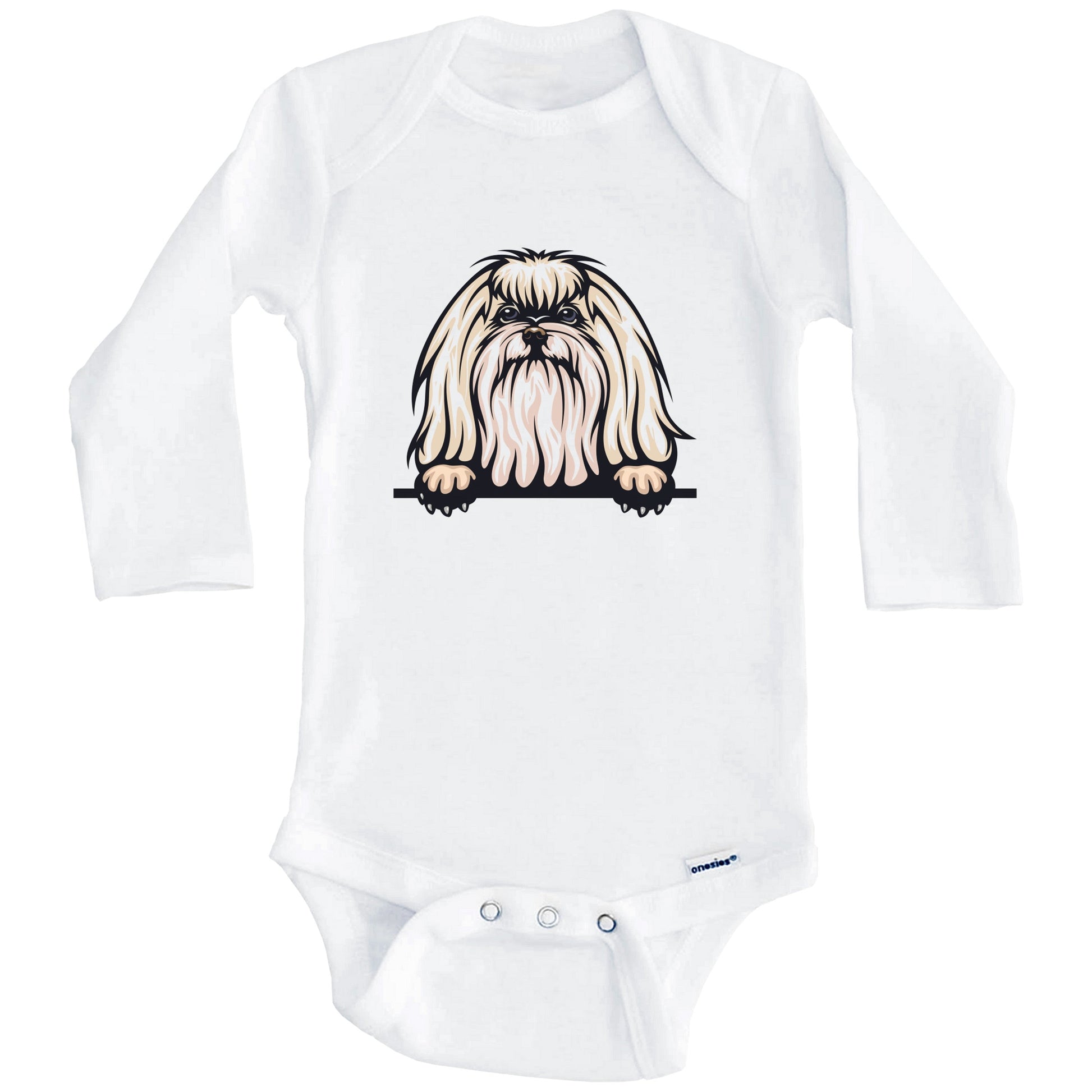 Maltese Dog Breed Cute One Piece Baby Bodysuit v2 (Long Sleeves)