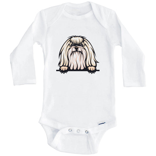 Maltese Dog Breed Cute One Piece Baby Bodysuit v2 (Long Sleeves)