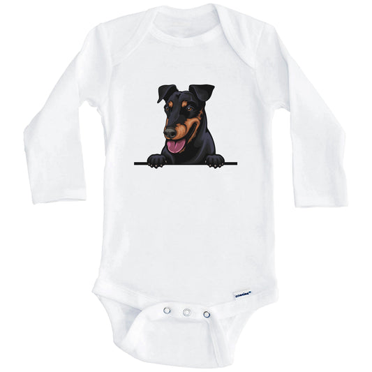 Manchester Terrier Dog Breed Cute One Piece Baby Bodysuit (Long Sleeves)