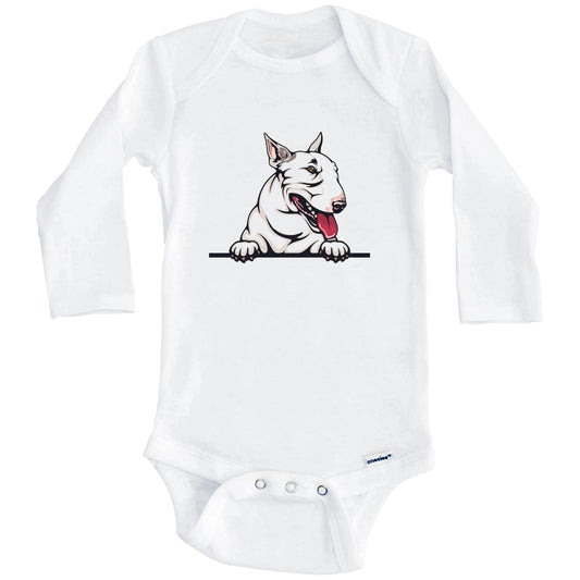 Miniature Bull Terrier Dog Breed Cute One Piece Baby Bodysuit (Long Sleeves)