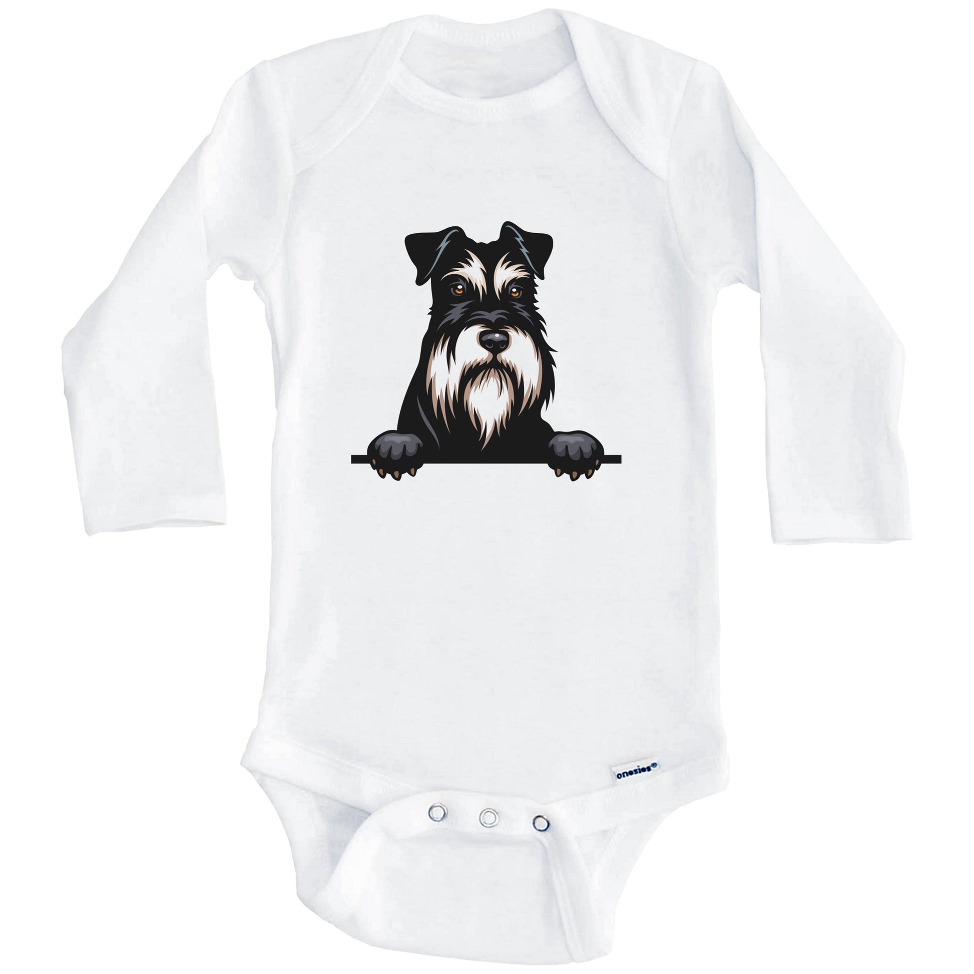 Miniature Schnauzer Dog Breed Cute One Piece Baby Bodysuit (Long Sleeves)