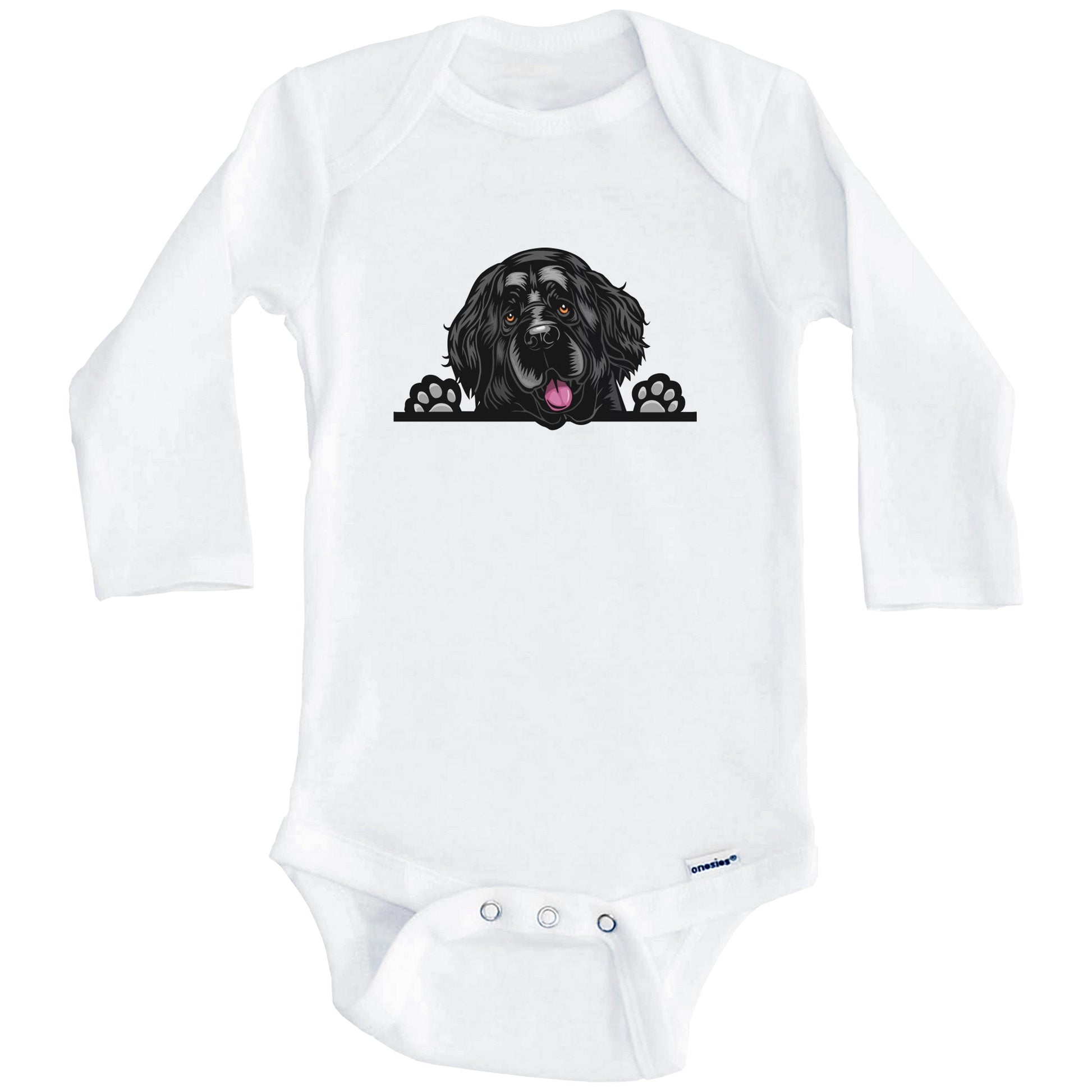 Newfoundland Dog Breed Cute One Piece Baby Bodysuit (Long Sleeves)