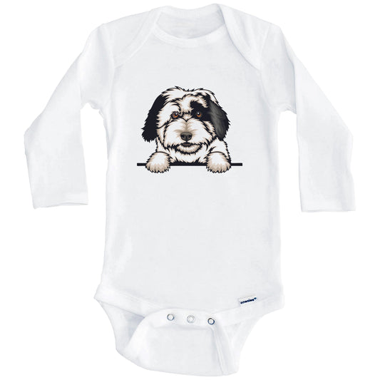 Old English Sheepdog Dog Breed Cute One Piece Baby Bodysuit (Long Sleeves)