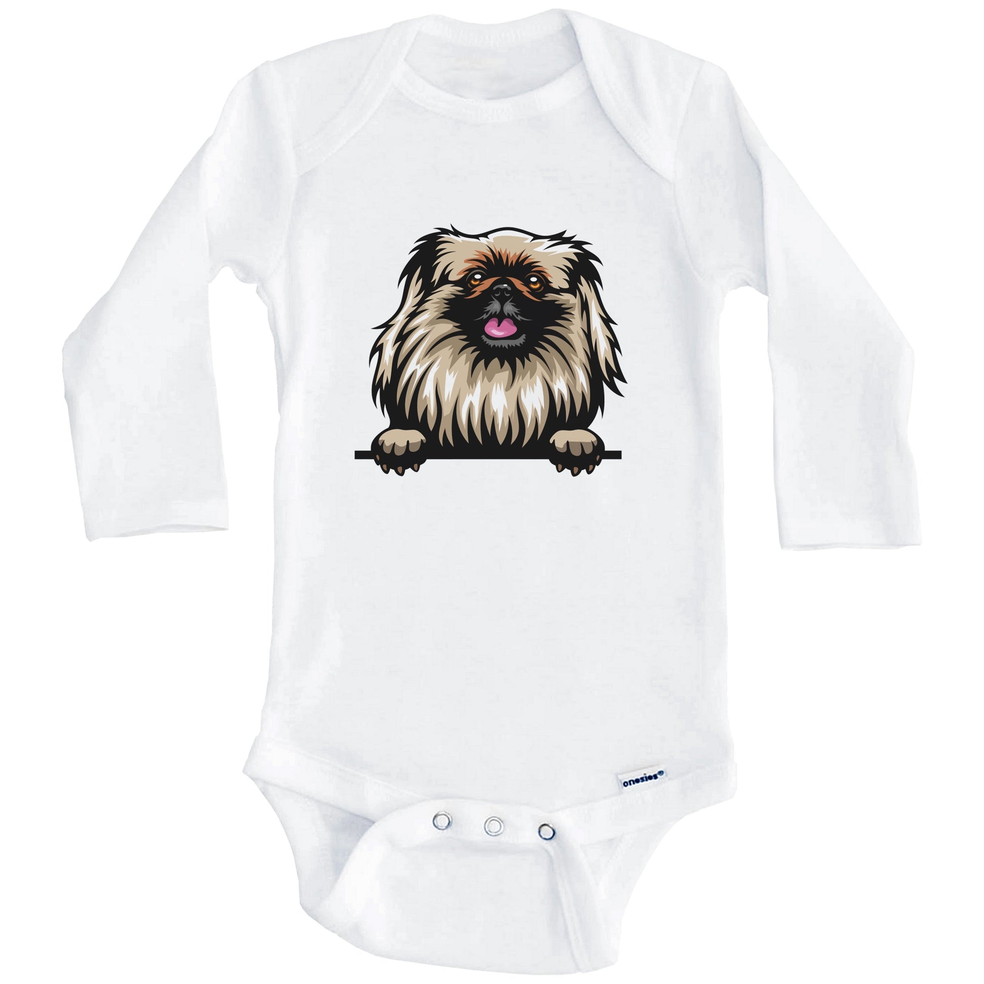Pekingese Dog Breed Cute One Piece Baby Bodysuit (Long Sleeves)