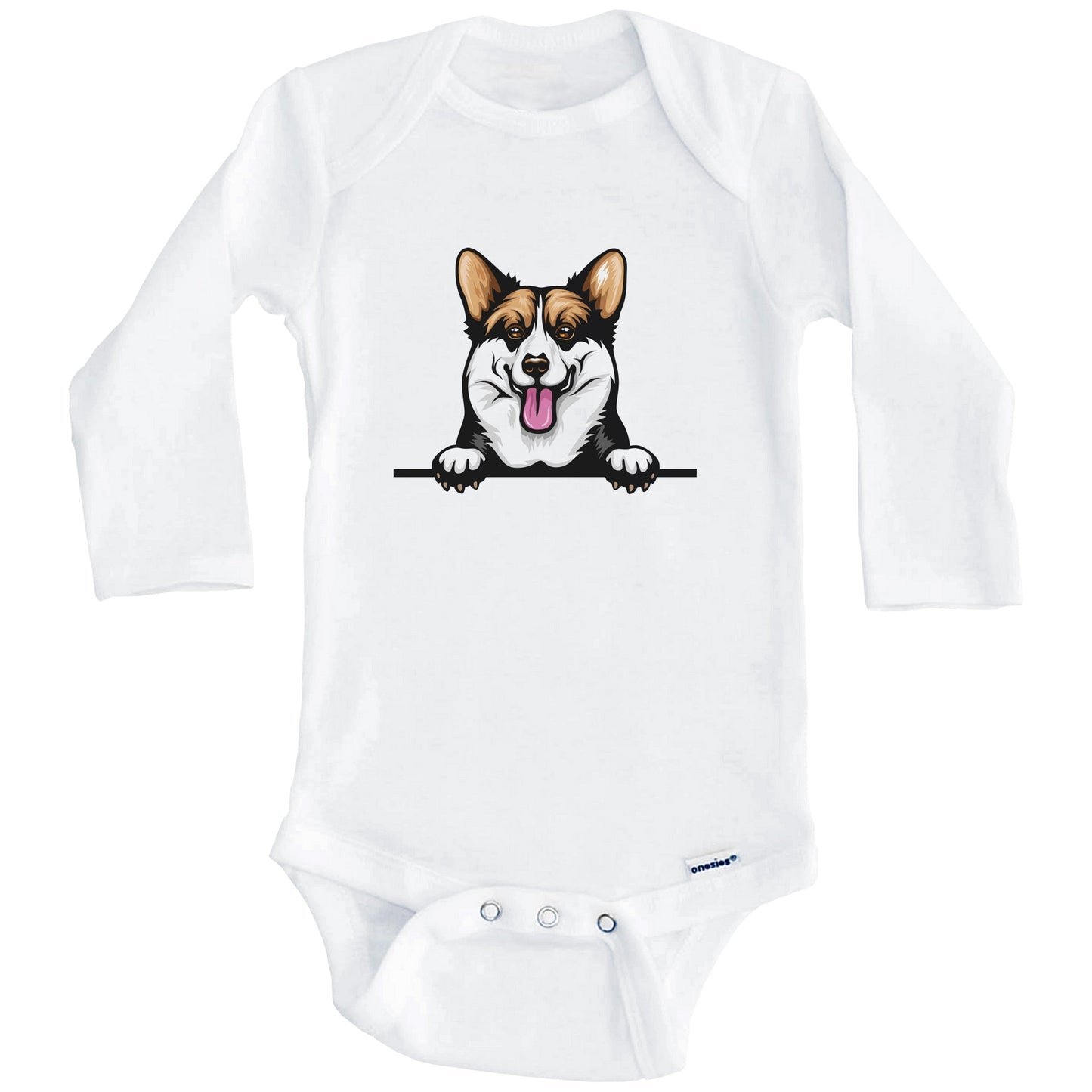 Pembroke Welsh Corgi Dog Breed Cute One Piece Baby Bodysuit (Long Sleeves)