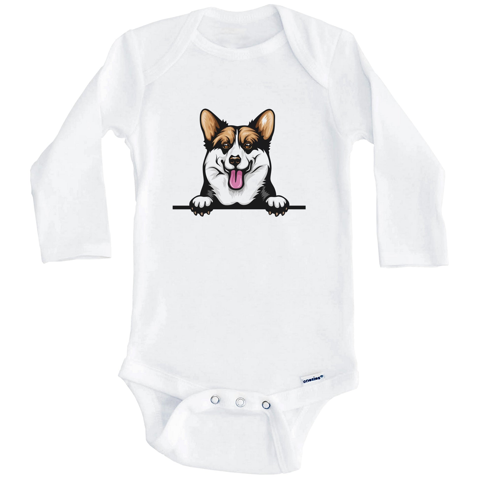Pembroke Welsh Corgi Dog Breed Cute One Piece Baby Bodysuit (Long Sleeves)