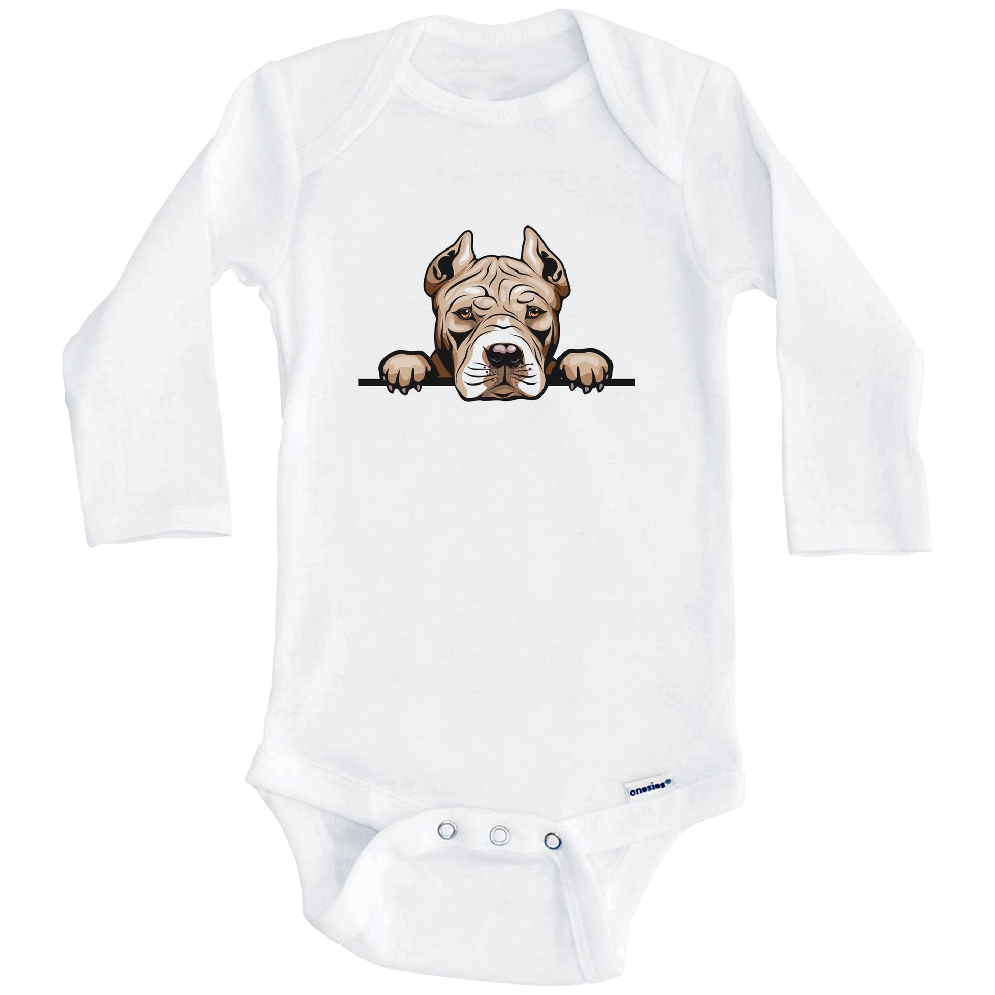 Pit Bull Dog Breed Cute One Piece Baby Bodysuit (Long Sleeves)