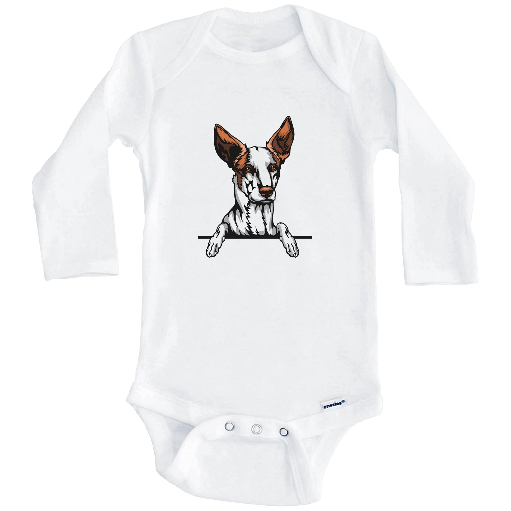 Podenco Dog Breed Cute One Piece Baby Bodysuit (Long Sleeves)