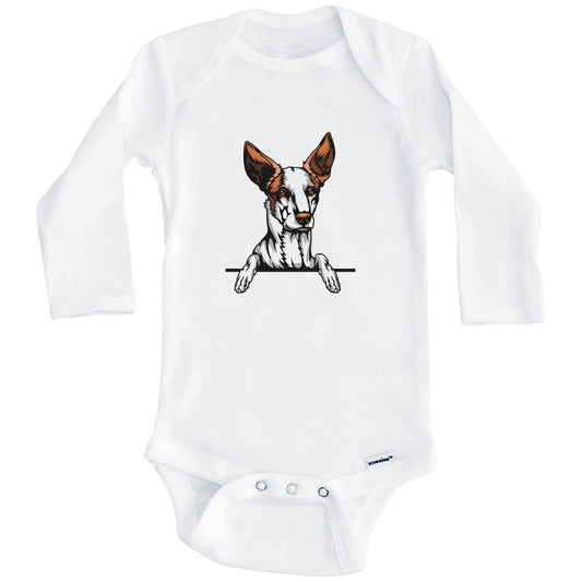 Podenco Dog Breed Cute One Piece Baby Bodysuit (Long Sleeves)