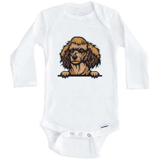 Poodle Dog Breed Cute One Piece Baby Bodysuit v2 (Long Sleeves)
