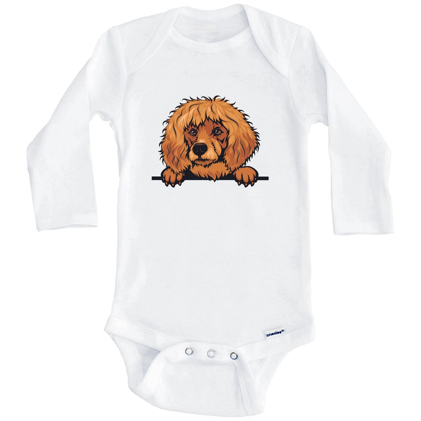 Poodle Dog Breed Cute One Piece Baby Bodysuit v3 (Long Sleeves)