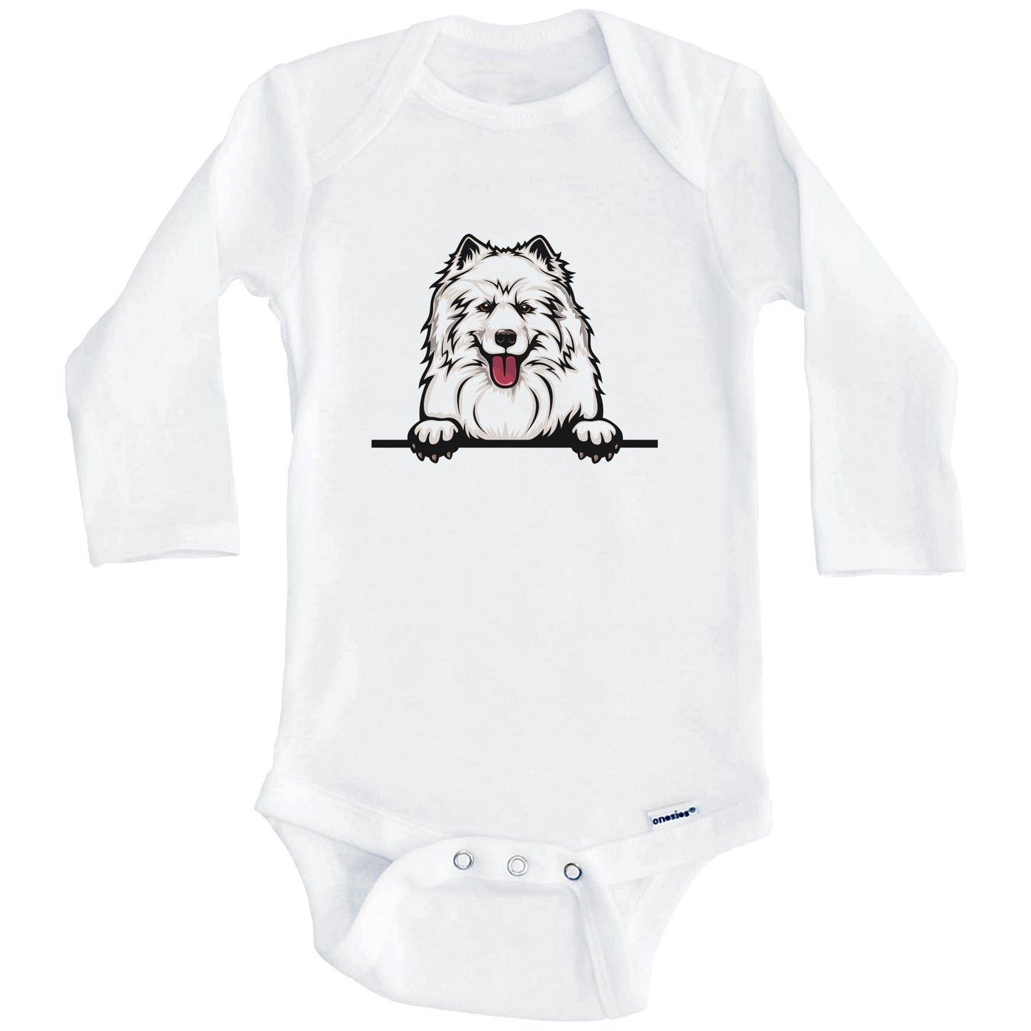 Samoyed Dog Breed Cute One Piece Baby Bodysuit (Long Sleeves)