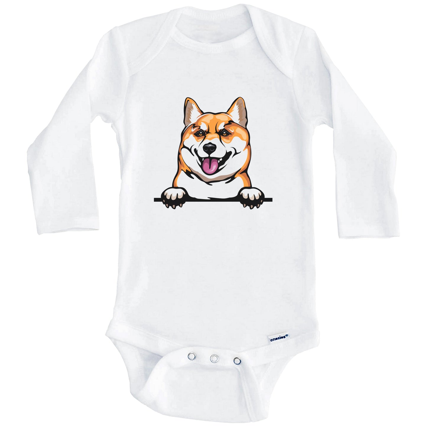 Shiba Inu Dog Breed Cute One Piece Baby Bodysuit (Long Sleeves)