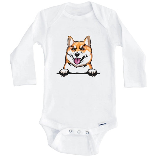 Shiba Inu Dog Breed Cute One Piece Baby Bodysuit (Long Sleeves)