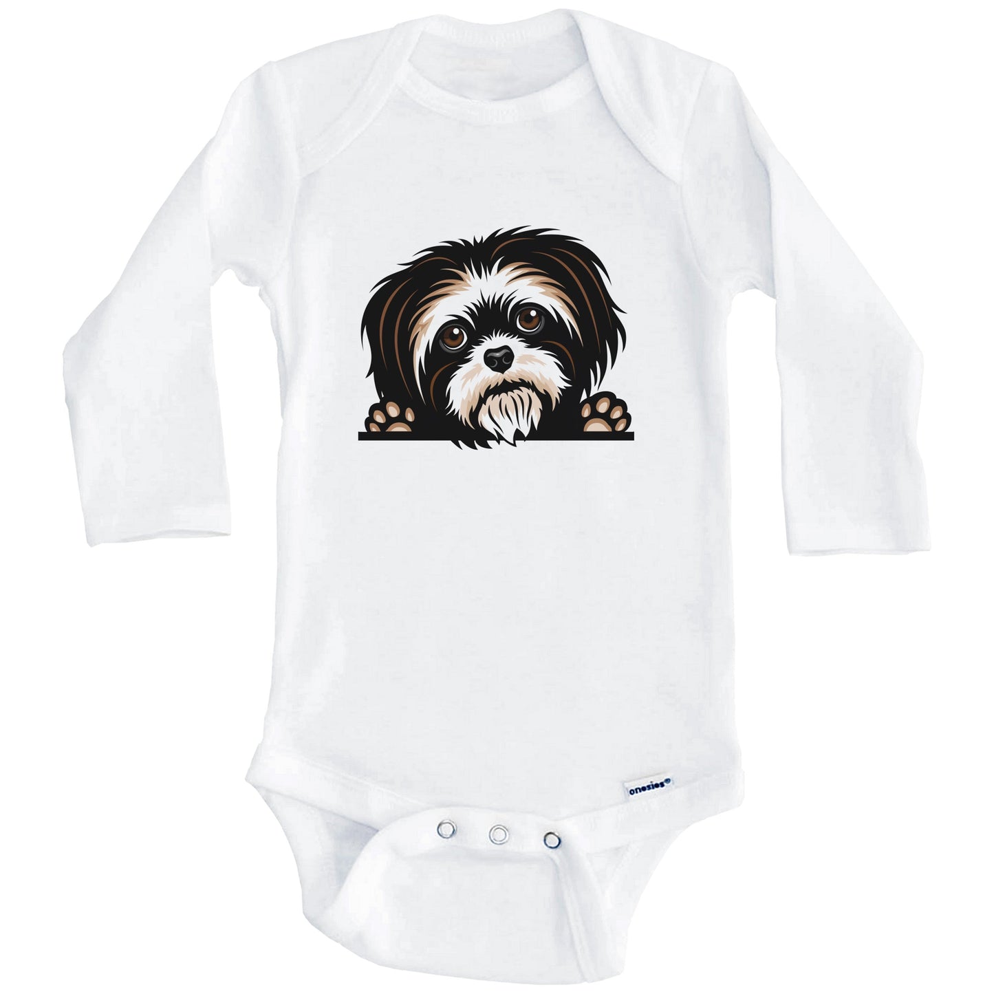 Shih Tzu Dog Breed Cute One Piece Baby Bodysuit (Long Sleeves)