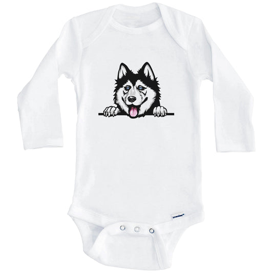 Siberian Husky Dog Breed Cute One Piece Baby Bodysuit (Long Sleeves)