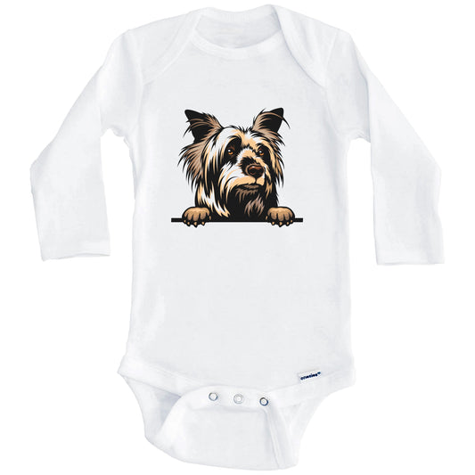 Silky Terrier Dog Breed Cute One Piece Baby Bodysuit (Long Sleeves)