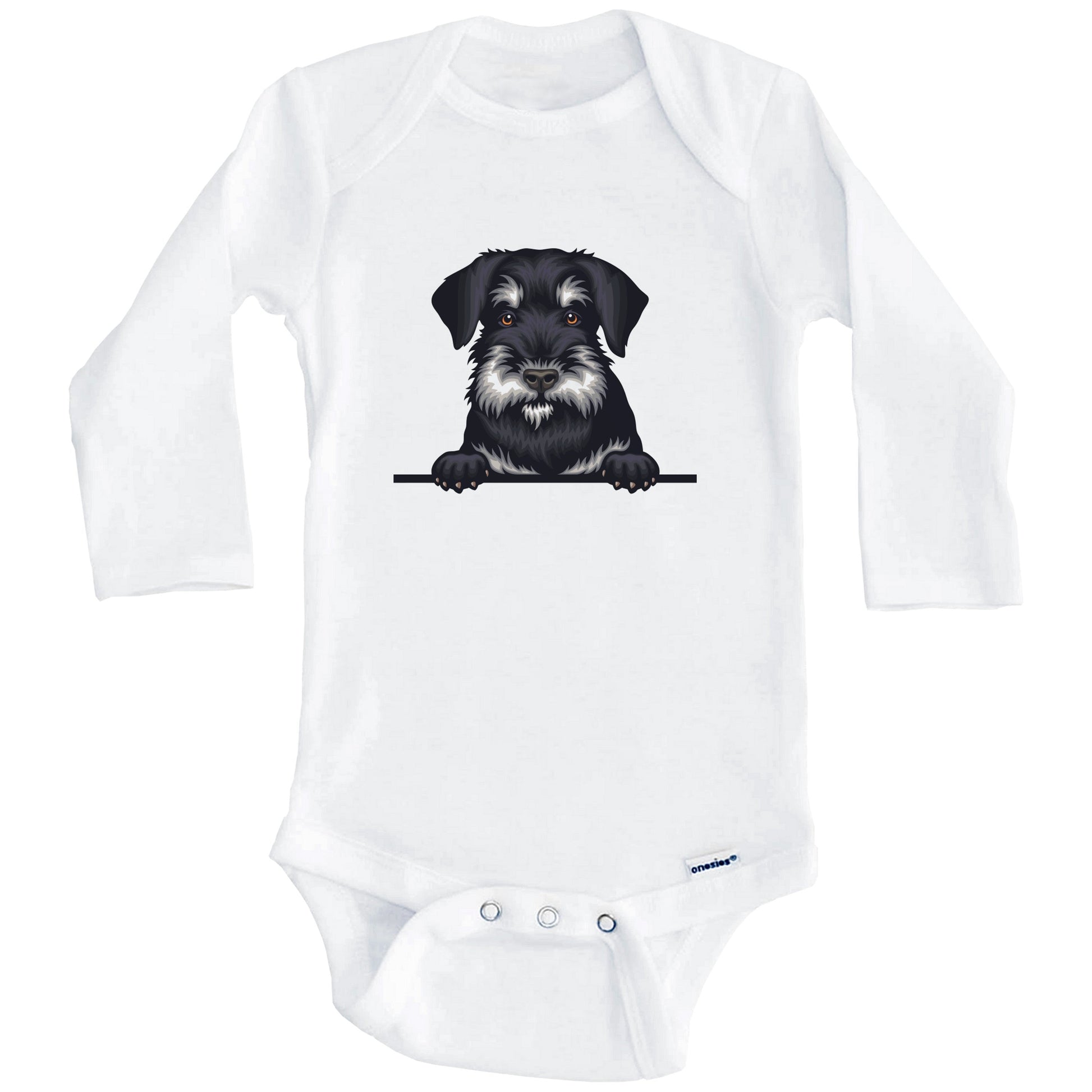 Standard Schnauzer Dog Breed Cute One Piece Baby Bodysuit v2 (Long Sleeves)