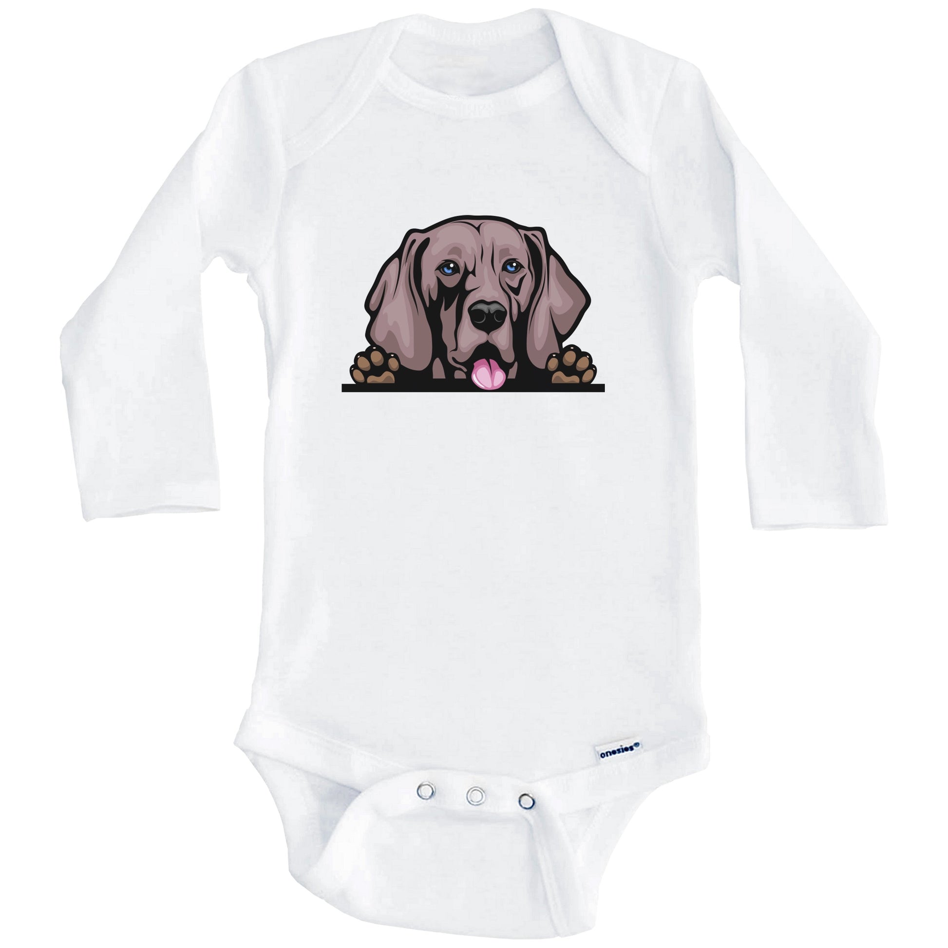 Weimaraner Dog Breed Cute One Piece Baby Bodysuit (Long Sleeves)