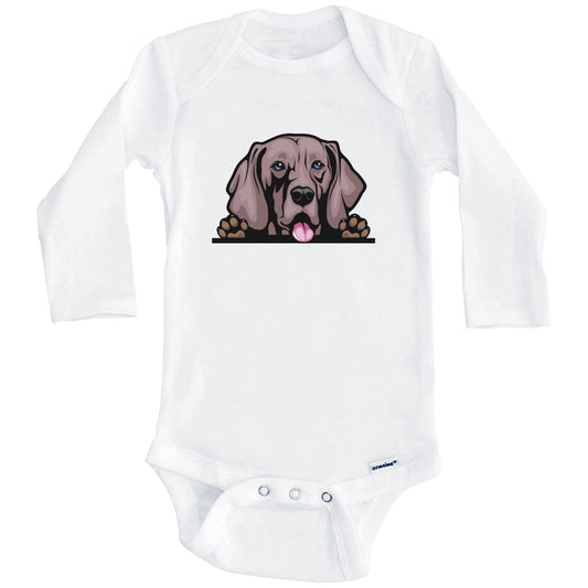 Weimaraner Dog Breed Cute One Piece Baby Bodysuit (Long Sleeves)