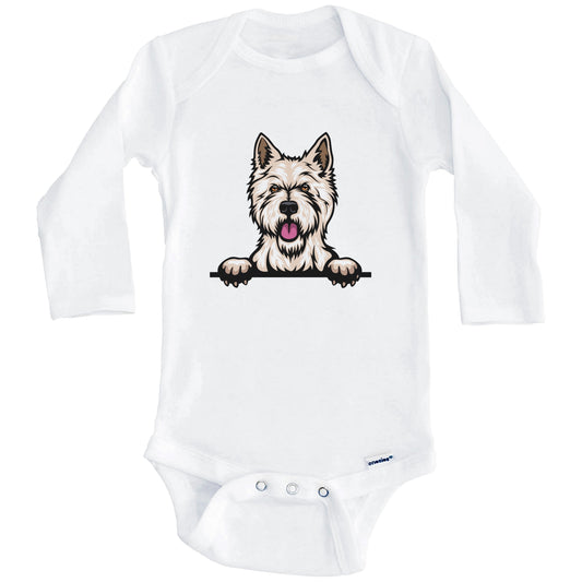 West Highland Terrier Dog Breed Cute One Piece Baby Bodysuit (Long Sleeves)