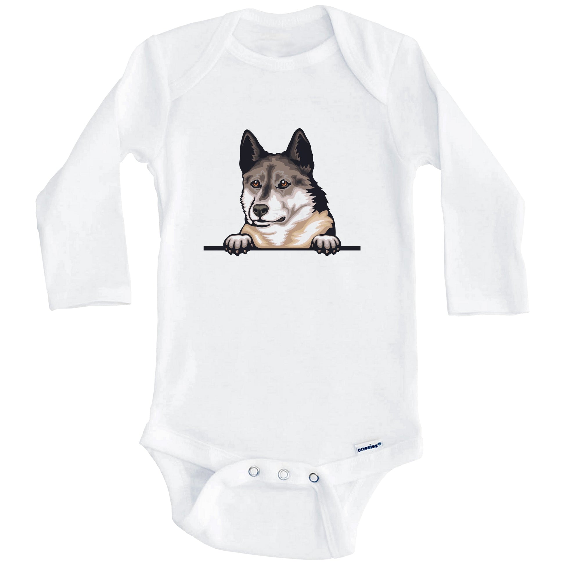 West Siberian Laika Dog Breed Cute One Piece Baby Bodysuit (Long Sleeves)