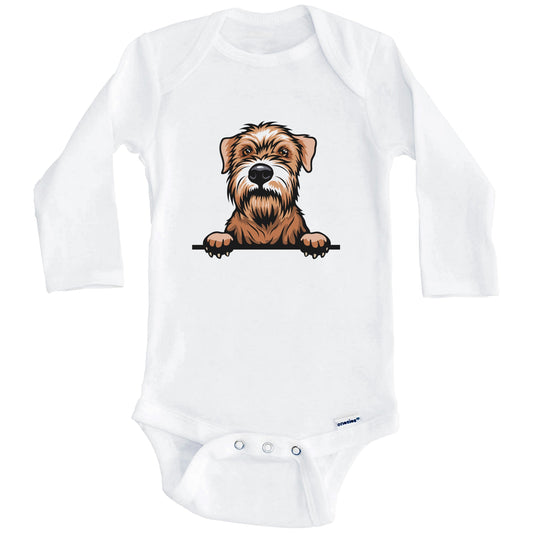 Wheaten Terrier Dog Breed Cute One Piece Baby Bodysuit v2 (Long Sleeves)