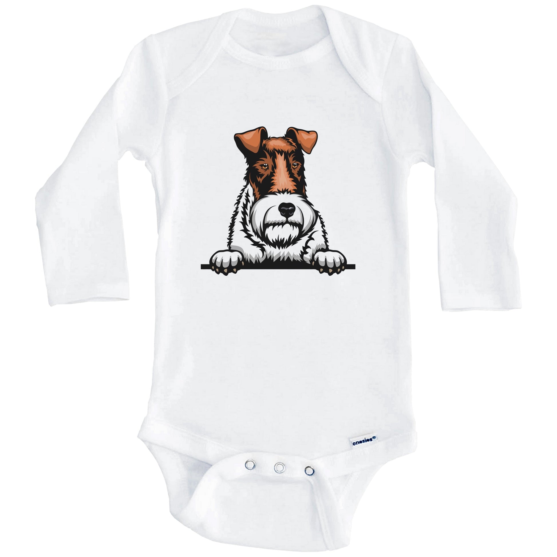 Wire Fox Terrier Dog Breed Cute One Piece Baby Bodysuit (Long Sleeves)