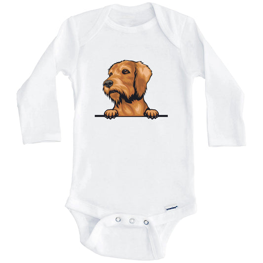 Wirehaired Vizsla Dog Breed Cute One Piece Baby Bodysuit (Long Sleeves)