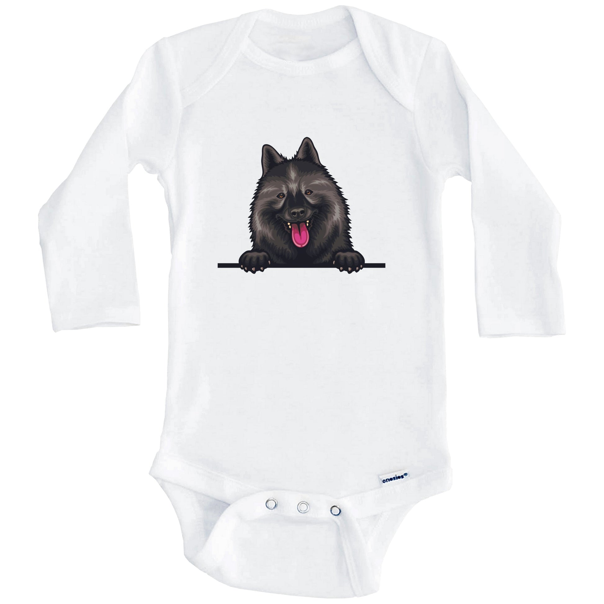 Wolf Spitz Dog Breed Cute One Piece Baby Bodysuit (Long Sleeves)