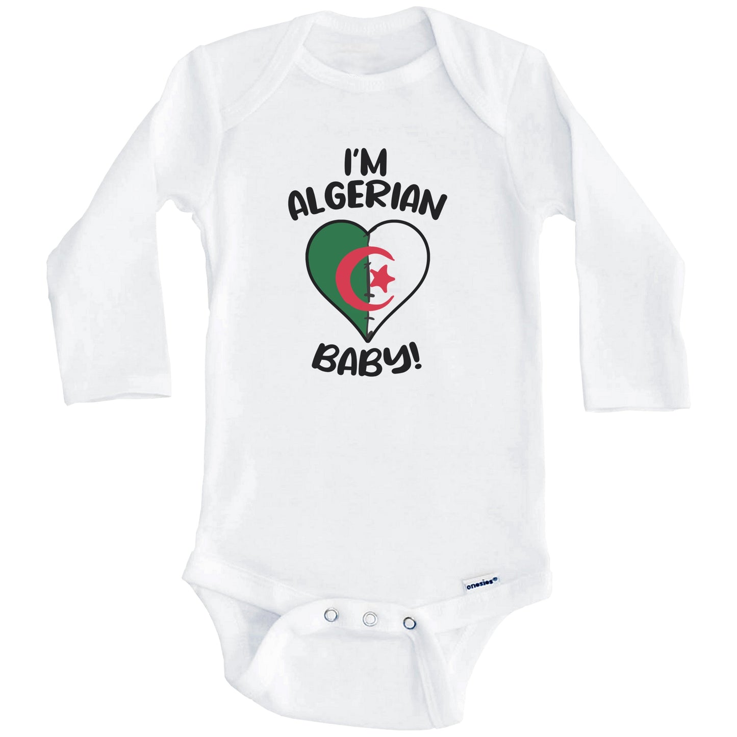 I'm Algerian Baby Funny Algeria Flag Heart Baby Bodysuit (Long Sleeves)