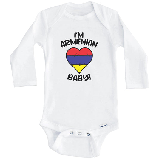 I'm Armenian Baby Funny Armenia Flag Heart Baby Bodysuit (Long Sleeves)