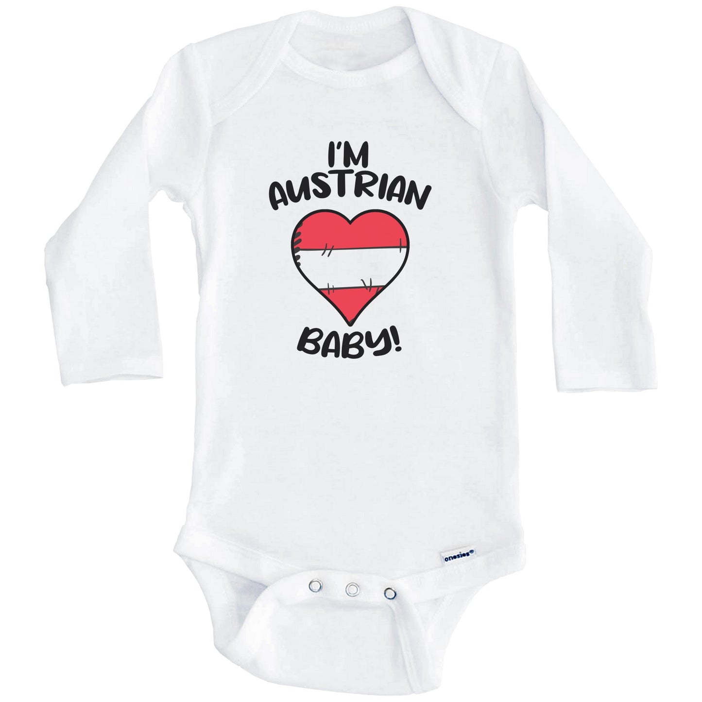 I'm Austrian Baby Funny Austria Flag Heart Baby Bodysuit (Long Sleeves)