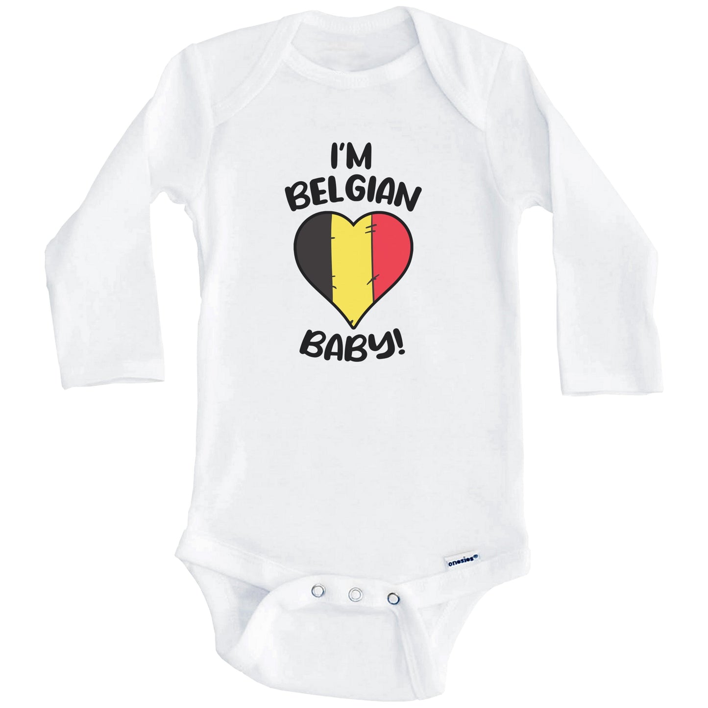 I'm Belgian Baby Funny Belgium Flag Heart Baby Bodysuit (Long Sleeves)