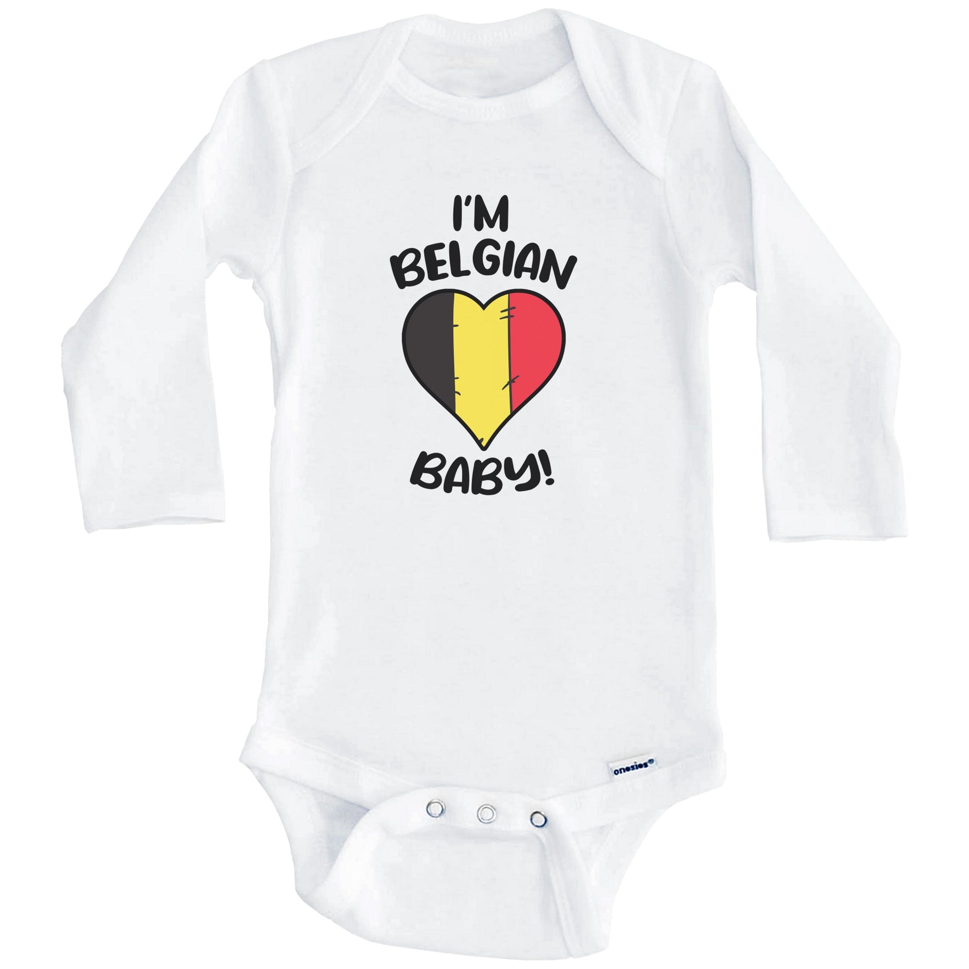I'm Belgian Baby Funny Belgium Flag Heart Baby Bodysuit (Long Sleeves)