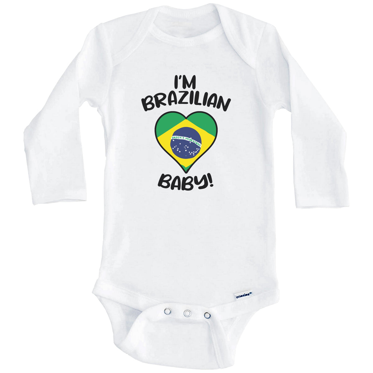 I'm Brazilian Baby Funny Brazil Flag Heart Baby Bodysuit (Long Sleeves)