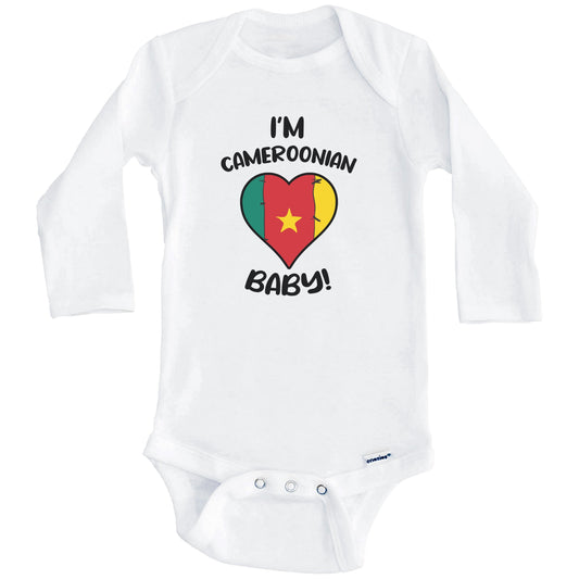 I'm Cameroonian Baby Funny Cameroon Flag Heart Baby Bodysuit (Long Sleeves)