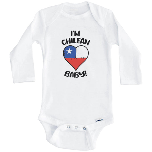 I'm Chilean Baby Funny Chile Flag Heart Baby Bodysuit (Long Sleeves)