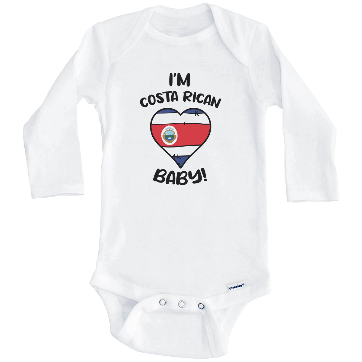 I'm Costa Rican Baby Funny Costa Rica Flag Heart Baby Bodysuit (Long Sleeves)