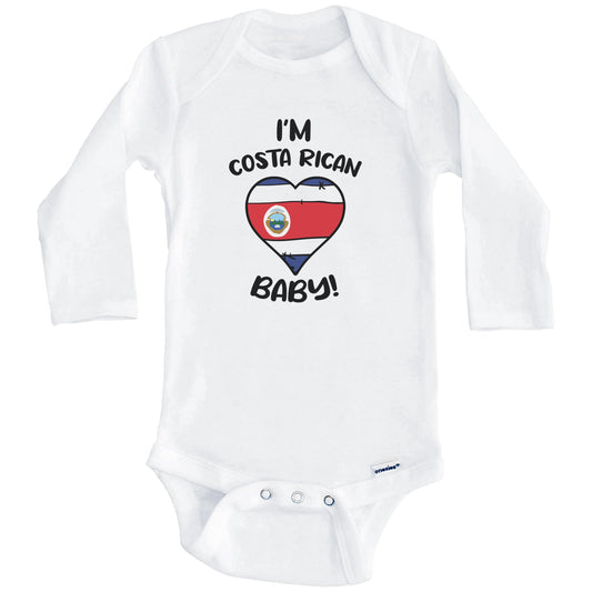 I'm Costa Rican Baby Funny Costa Rica Flag Heart Baby Bodysuit (Long Sleeves)
