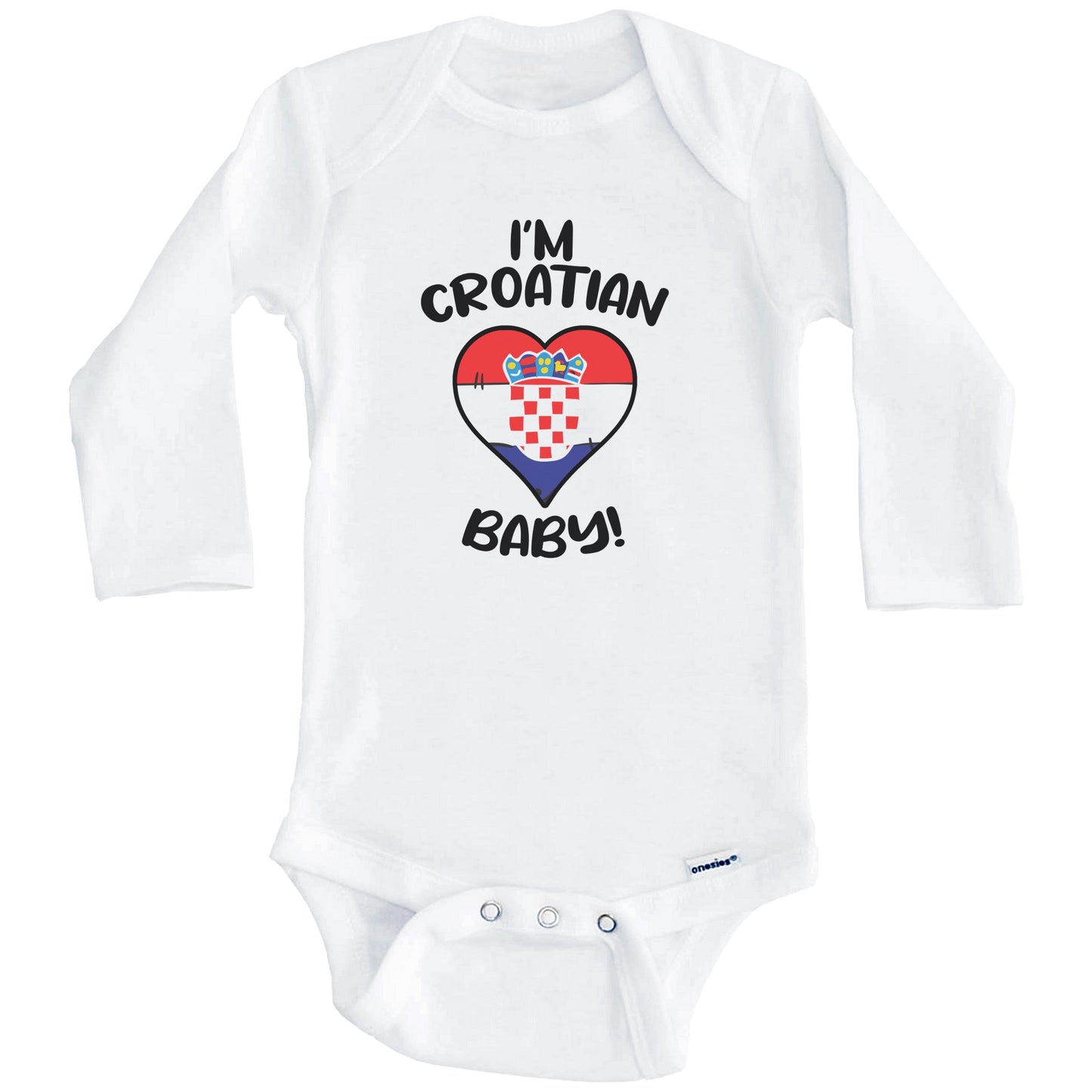 I'm Croatian Baby Funny Croatia Flag Heart Baby Bodysuit (Long Sleeves)