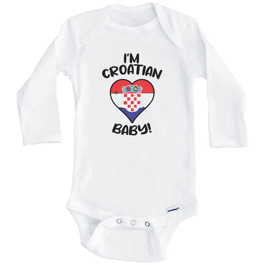 I'm Croatian Baby Funny Croatia Flag Heart Baby Bodysuit (Long Sleeves)