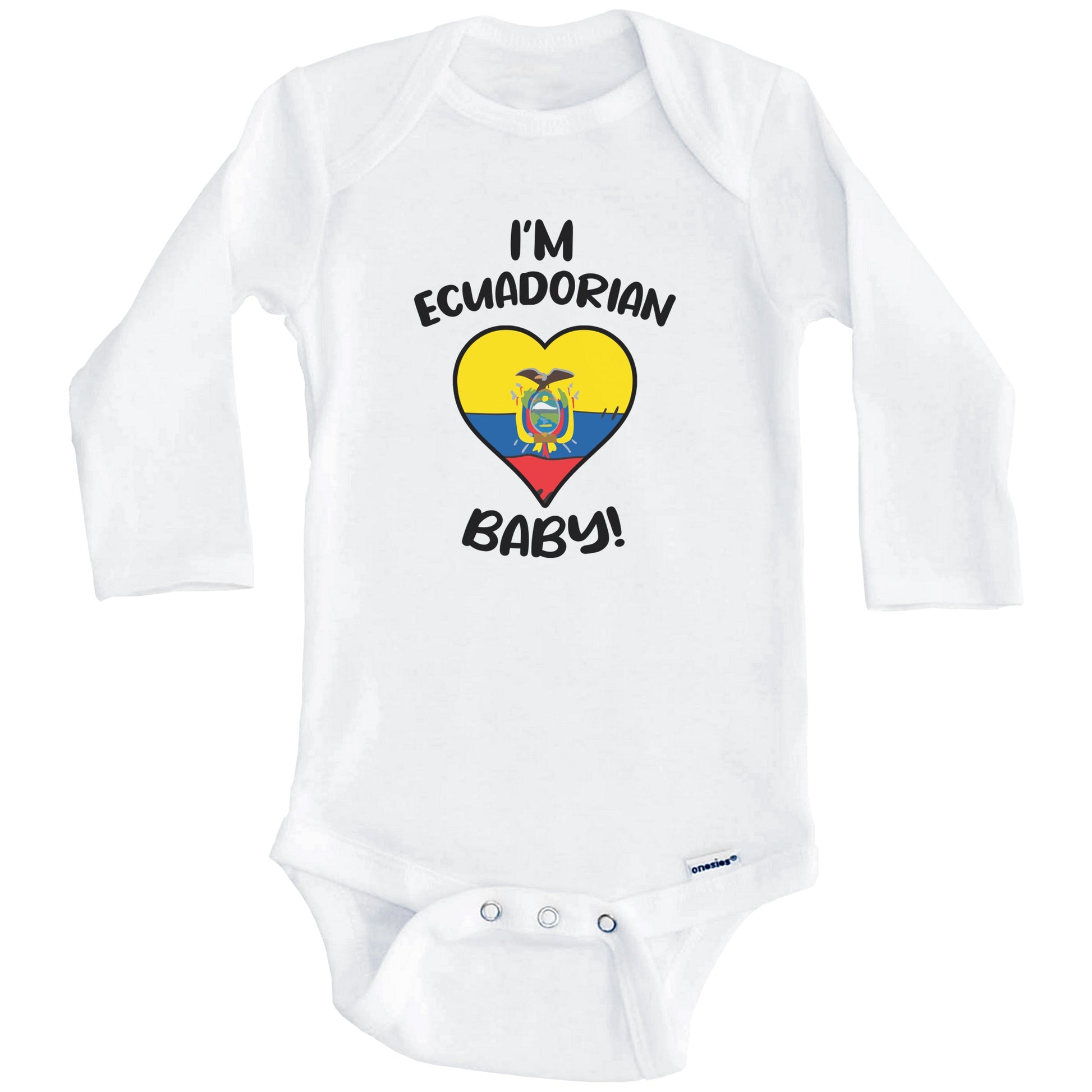 I'm Ecuadorian Baby Funny Ecuador Flag Heart Baby Bodysuit (Long Sleeves)